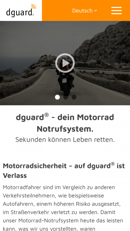 dguard® Startseite auf dem Smartphone