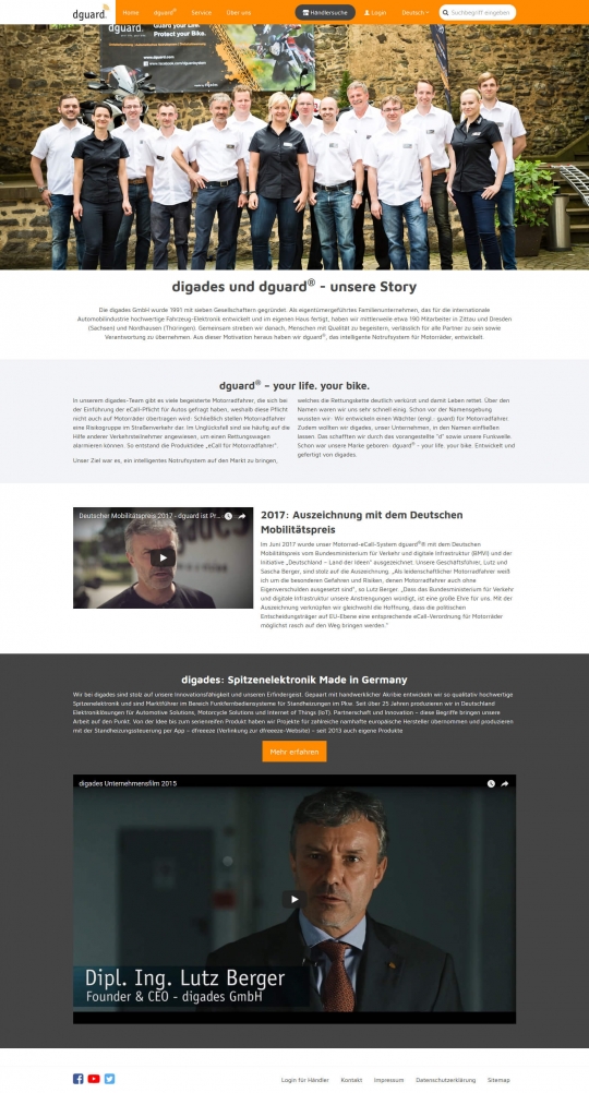 dguard® - Über uns Seite / Unternehmenspräsentation digades