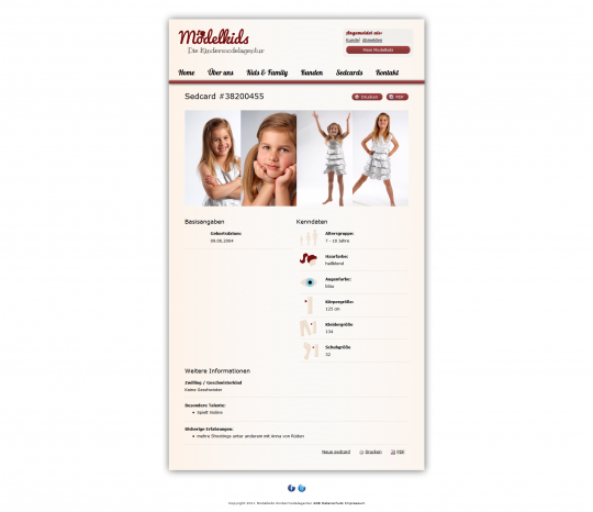 Modelkids.de - Webdesign Drupal CMS Website & Modelportal