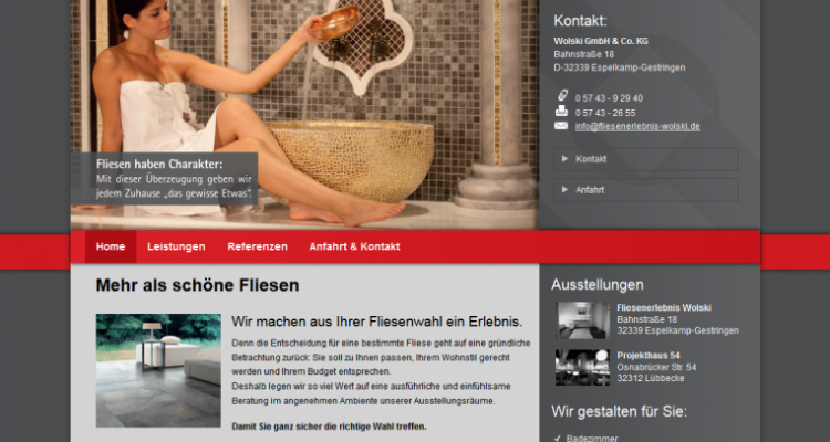 Webdesign Fliesenerlebnis-Wolski.de Espelkamp