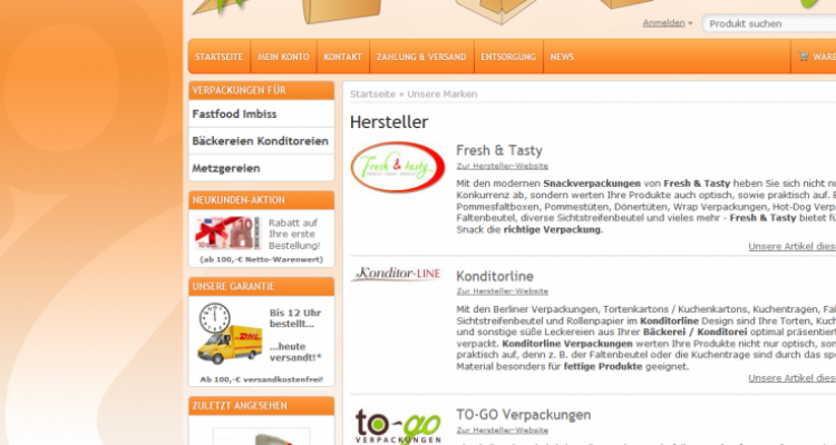 Suchmaschinenmarketing und -werbung TO-GO Verpackungen SEO / SEM