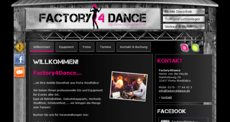 Webdesign & Social Media Integration Factory4Dance