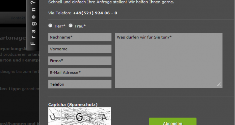 Weroca Kartonagen Webdesign Kontakt Layer Bielefeld