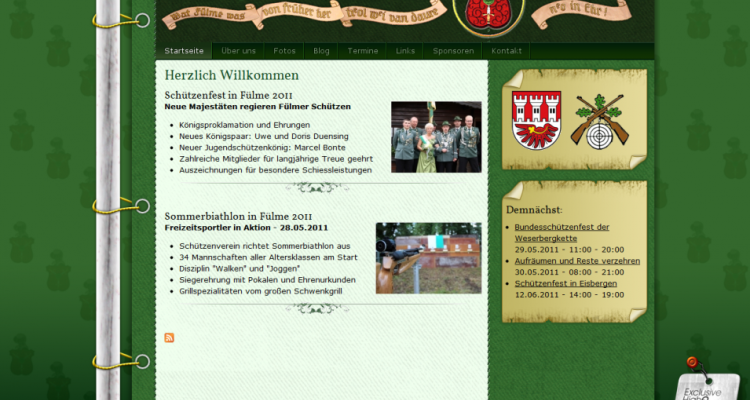 Drupal Webdesign Internetpräsenz Schützenverein Fülme