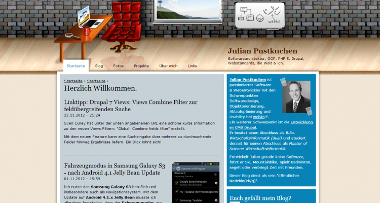 Drupal Webdesign Julian Pustkuchen privater Blog / Weblog