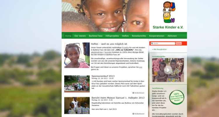 Drupal 7 CMS Webdesign: Starke Kinder e.V.