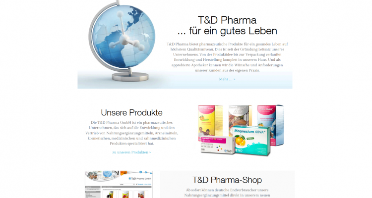 Startseite Drupal Webdesign TD-Pharma.de