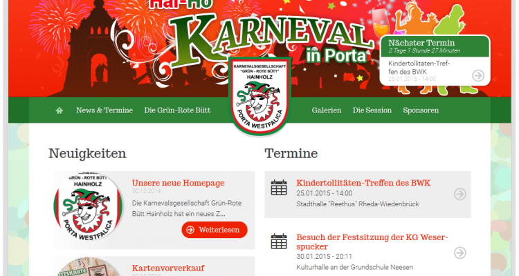 Gruen-Rote-Buett.de Karnevalsverein Porta Westfalica Drupal 7 CMS Responsive Web Design