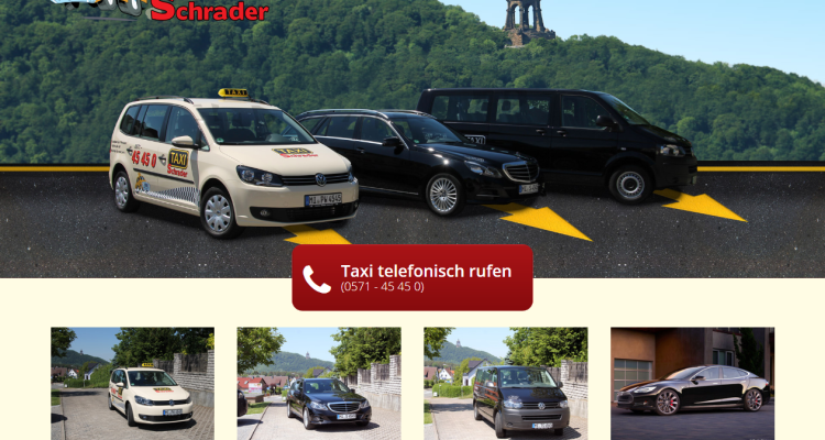 Responsive Webdesign Porta Westfalica Taxi Schrader: Desktopansicht