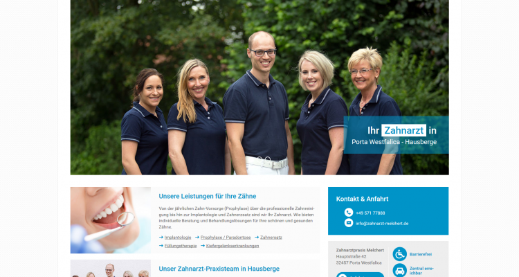 Webdesign Porta Westfalica Zahnarztpraxis Melchert