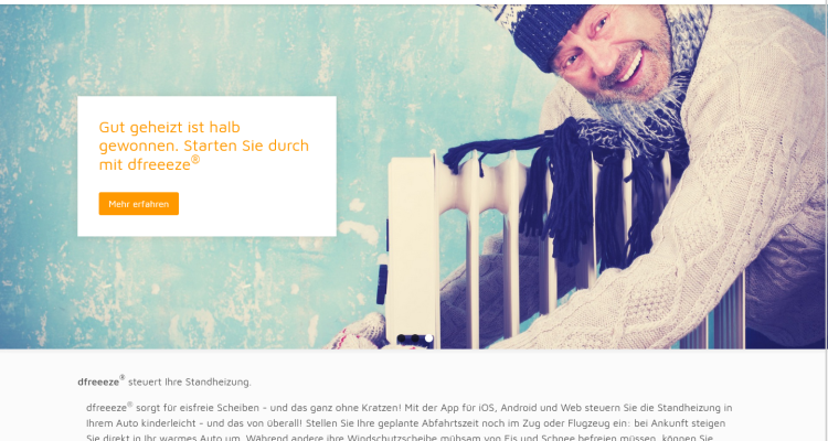 dfreeeze Startseite (Desktopansicht)